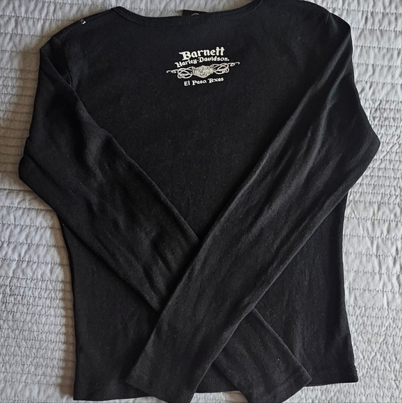 HARLEY-DAVIDSON Shirt Women’s Black long-sleeved Top Medium - Picture 2 of 7